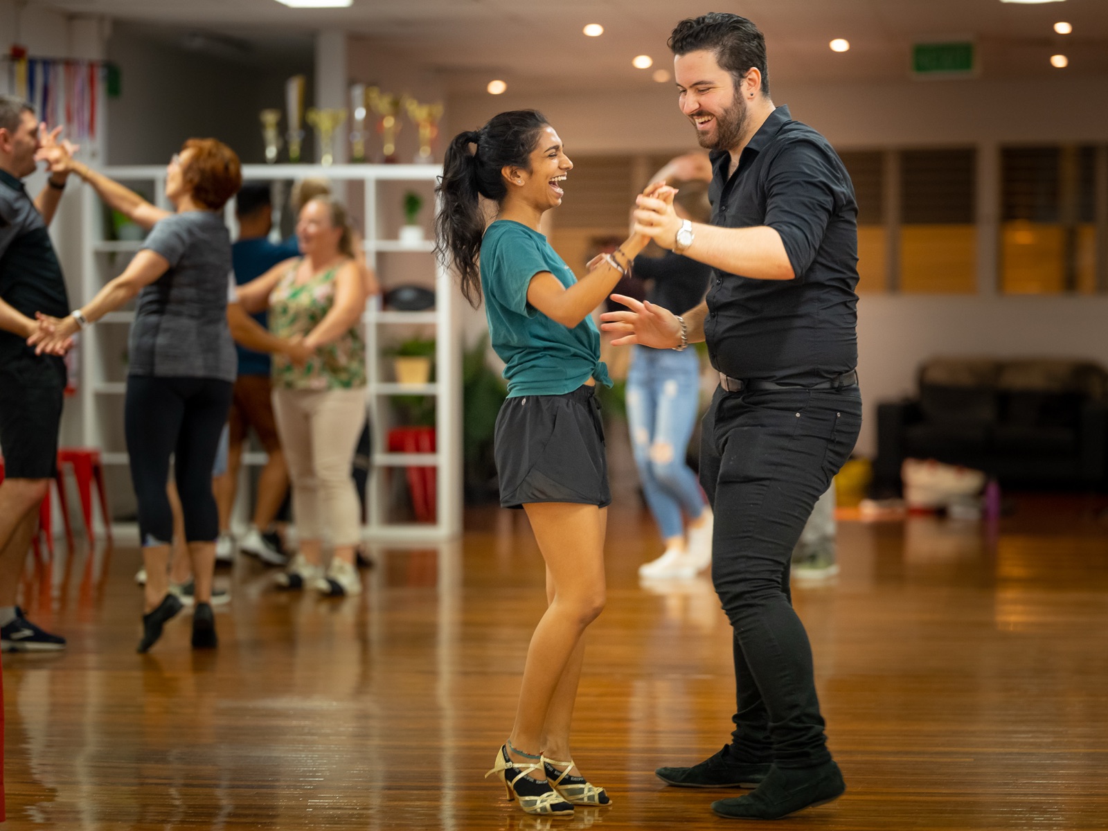 Two Dance Culture instructors demonstrating in the studio
