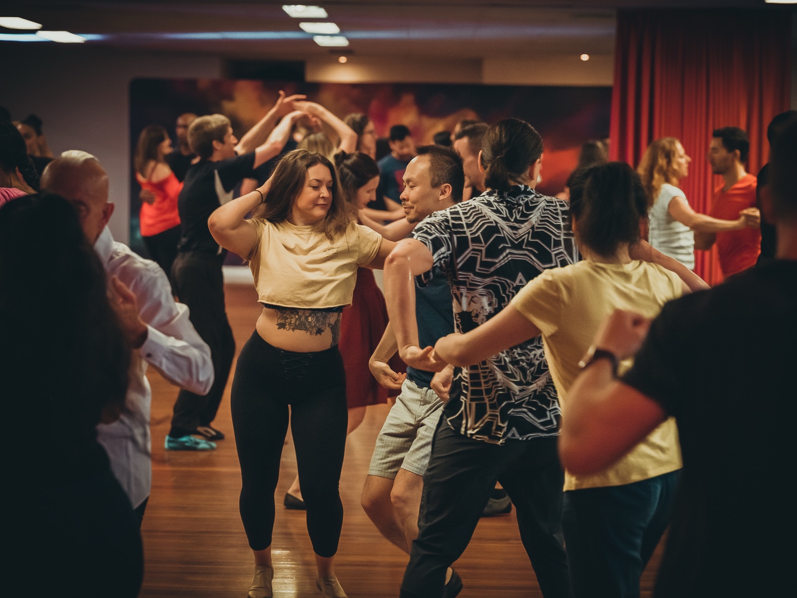 A crowded dance floor at a Dance Culture social party